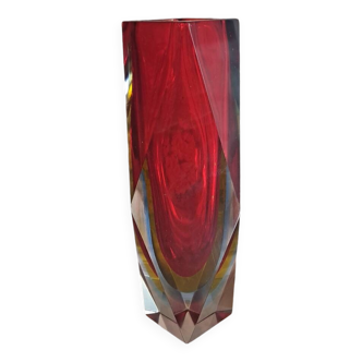 Murano sommerso vase diamant tres bon etat 21cm ancien vintage verre