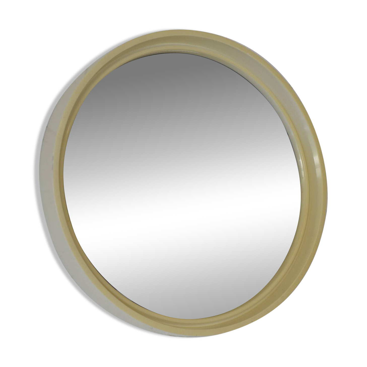 Miroir vintage : plastique blanc, Gilac France, années 1970