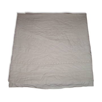 Drap ancien en lin ou métis à 3 rangées de jours avec retour
