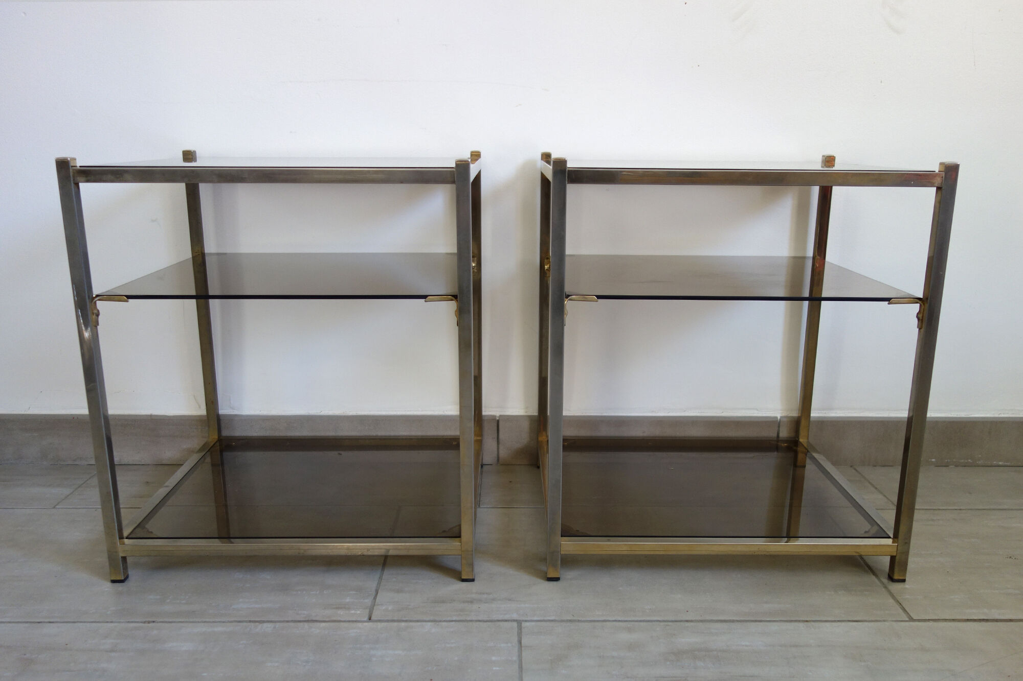 2 Sofa tips glass smoked gold metal