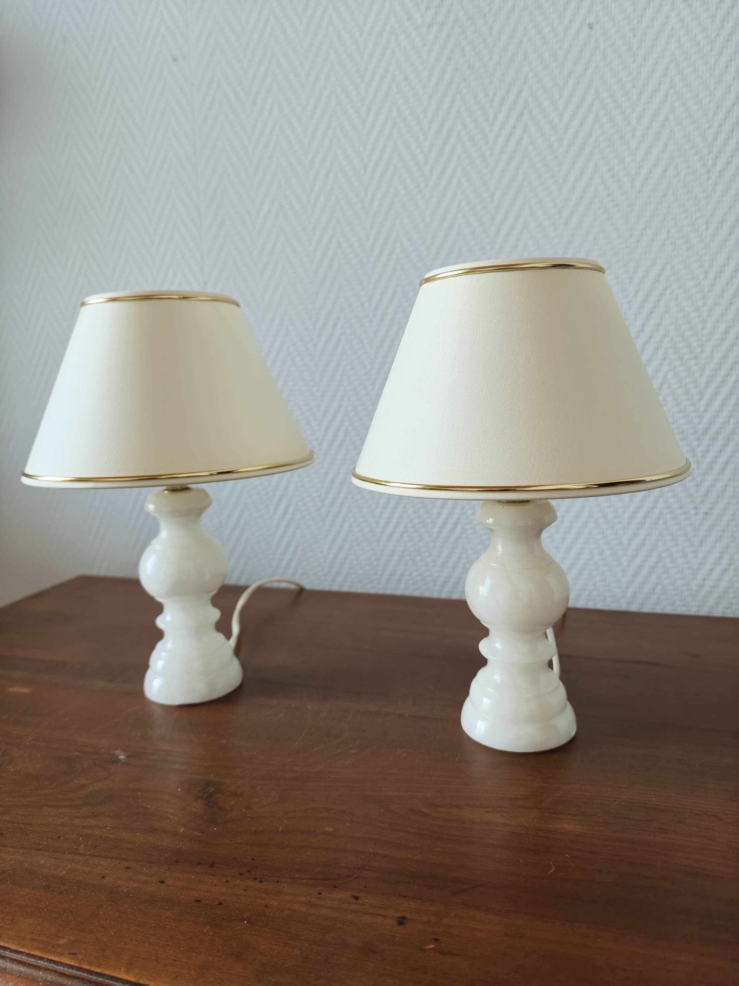 Pair of vintage alabaster lamps