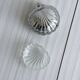 Silver metal butter dish with lid and matching spoon