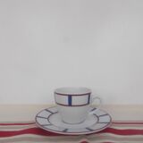 Ensemble de 6 tasses a café basque porcelaine bleu et rouge