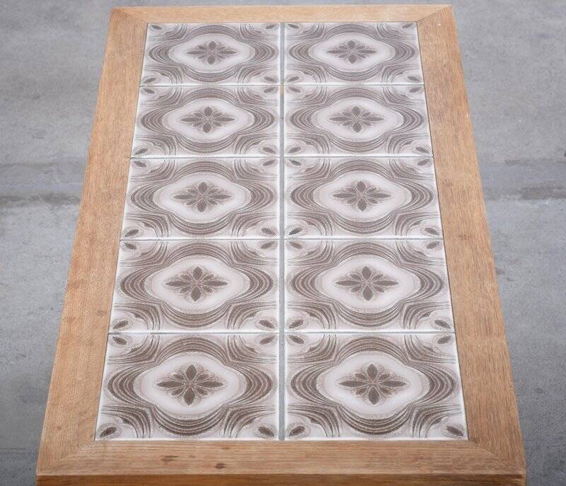 Oak Hall Piece with Tiles by Henning Kjærnulf, Denmark, 1960s