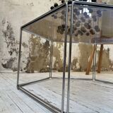 Hexagonal glass and chrome coffee table
