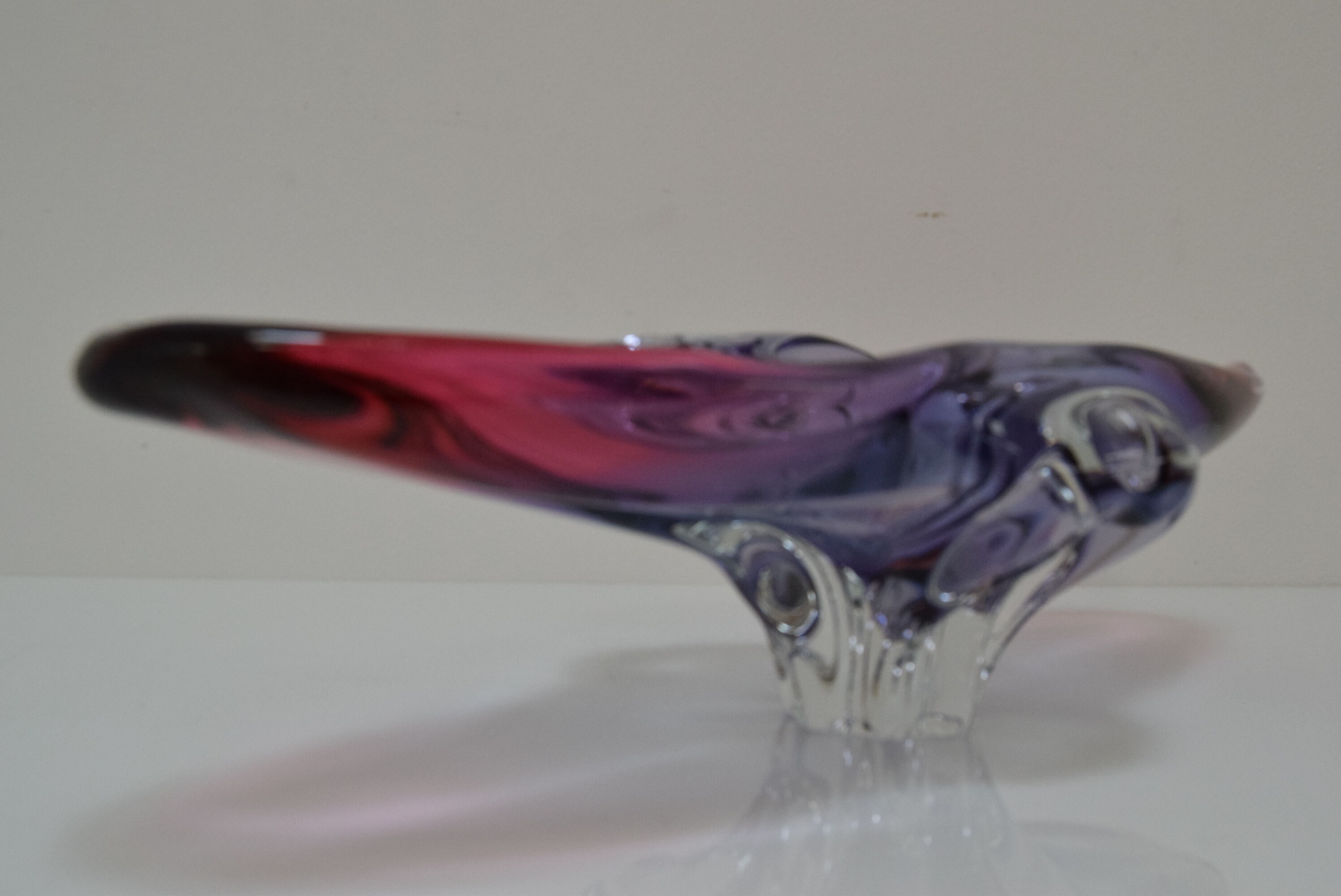 Art Glass Oblong Bowl by Josef Hospodka for Glasswork Chřibská,1960'