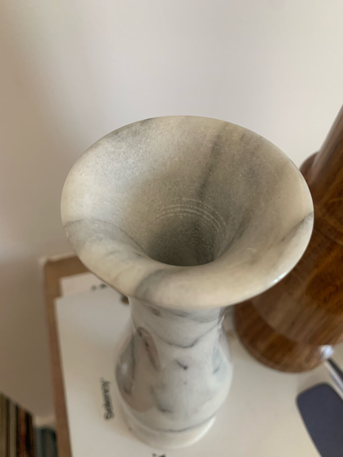 Vintage grey marble candle holder