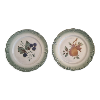 2 plates slip f.f pexonne in opaque porcelain