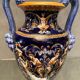 Vase on pedestal with handles in earthenware Gien Italian Renaissance decoration