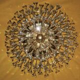 Stilkronen gold-plated brass and crystal glass chandelier, Italy 1970s