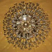 Stilkronen gold-plated brass and crystal glass chandelier, Italy 1970s