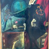 Grand Tableau Portrait En Pied Dans L’esprit Du XVIIème Vers 1920-40