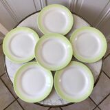 set of 6 pastel gradient light green dessert plates 40s-50s