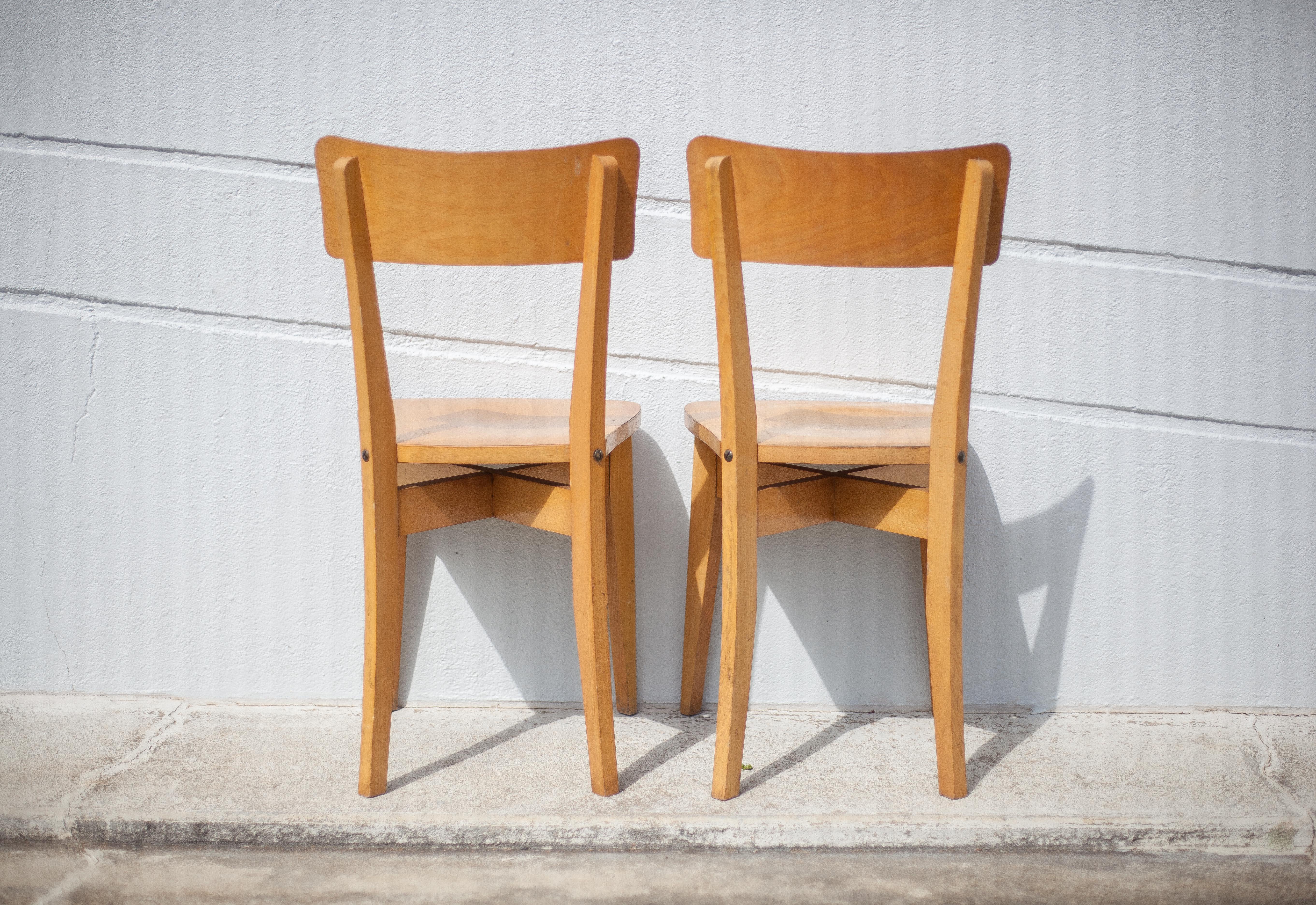 Pair of Luterma wooden chairs, light wood chair, bistro chair, extra chair, kitchen, countryside