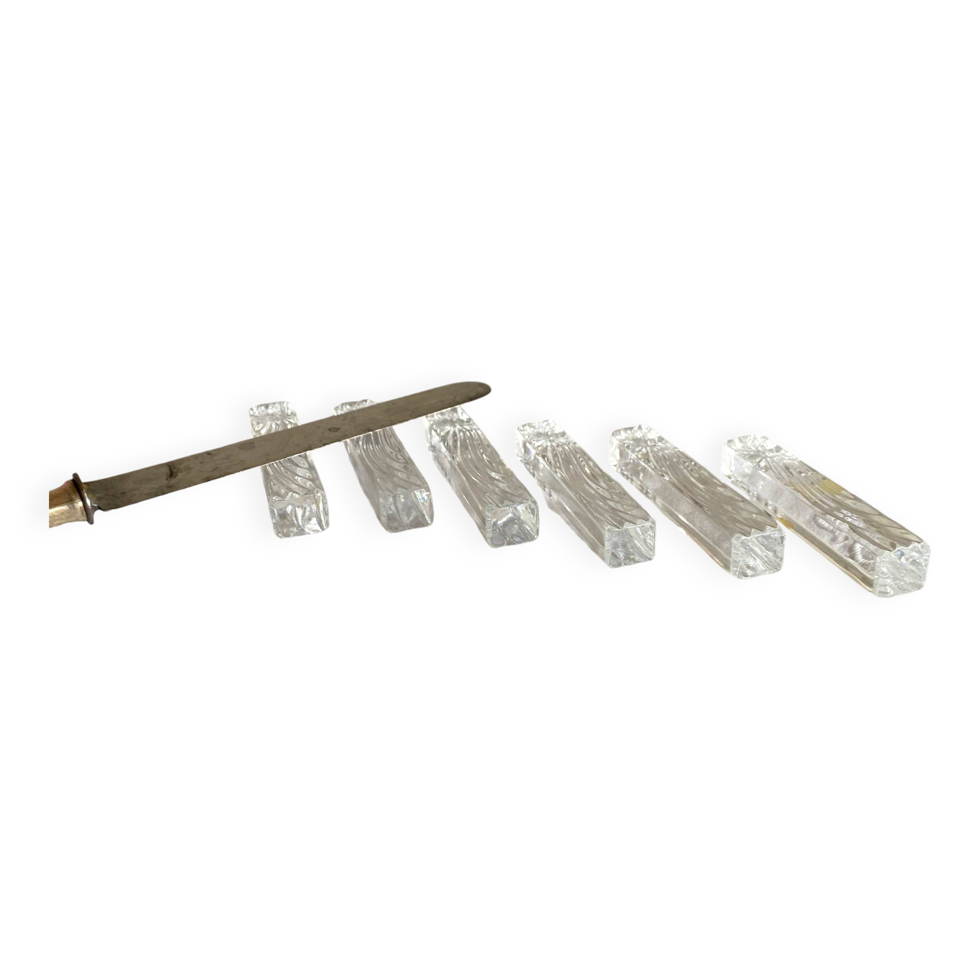 Set of 6 antique Baccarat crystal knife rests, vintage tableware