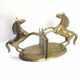 Pair of greenhouses pounds horses in solid brass