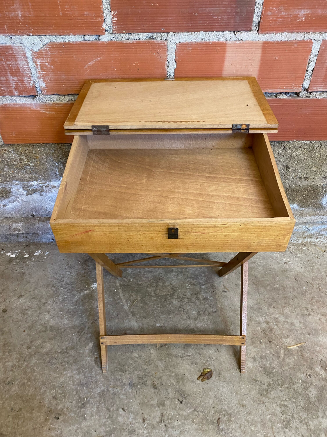 Antique children's wooden folding desk with case 50s vintage