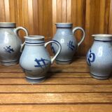Lot de 4 pichets céramique bleu 25 & 50cl vintage