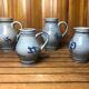 Set of 4 blue ceramic pitchers 25 & 50cl vintage