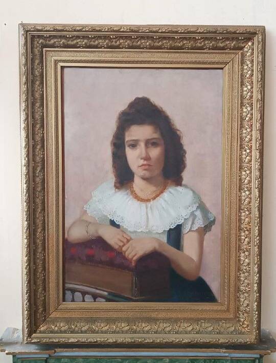Oil on canvas female portrait 1898 - Maurizio Barricelli (Benevento, 1874 – Rome, 1931)