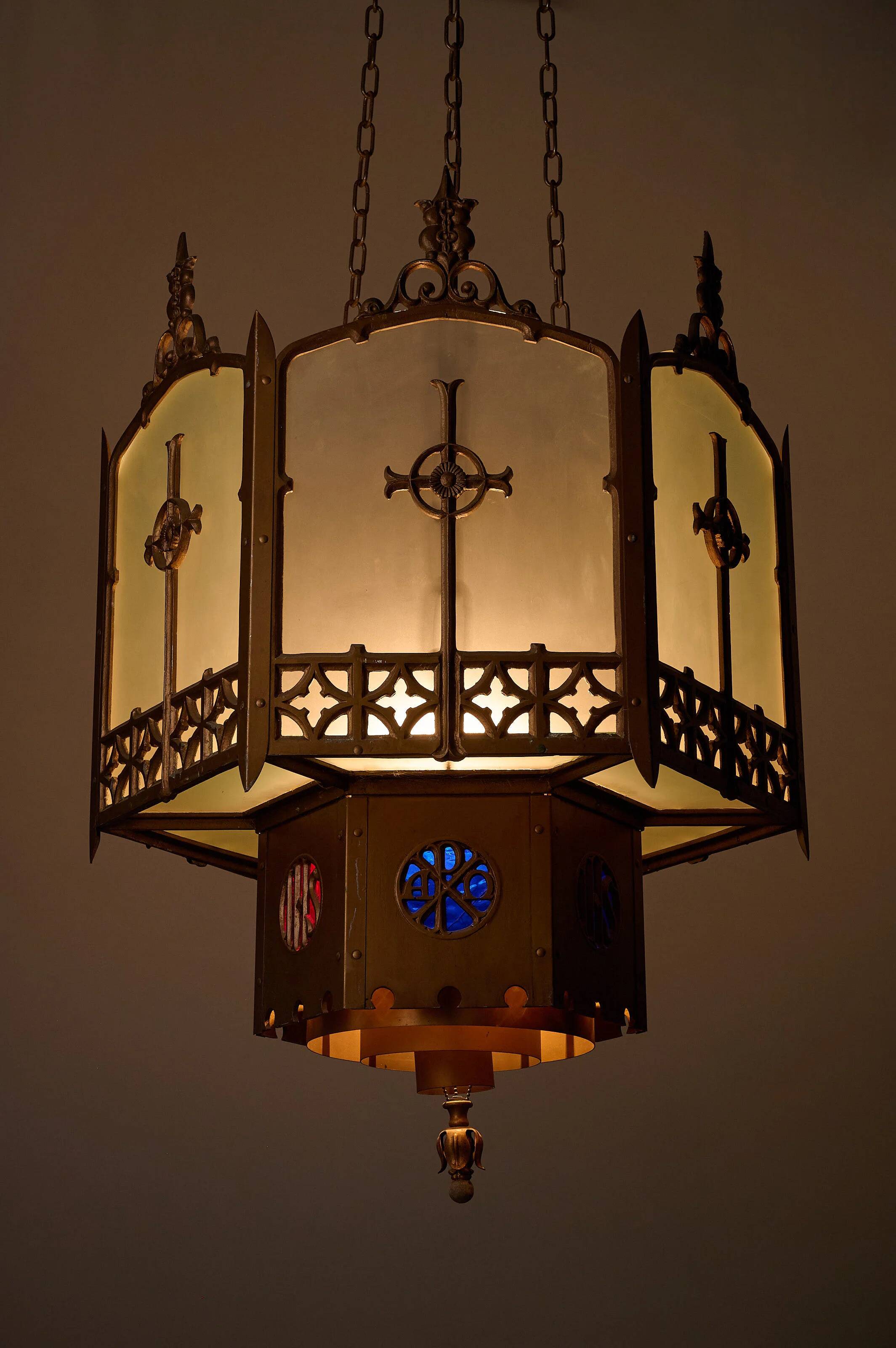 Monumental Art Deco Neo-Gothic Church Chandelier