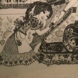 Illustration/signed paper print, framed, 60s/70s