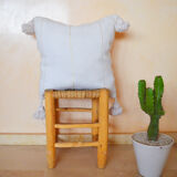 Oreiller pompon marocain blanc 48x48cm
