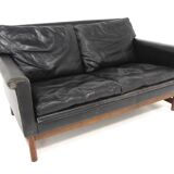 Scandinavian leather sofa 2 seater, Sweden, 1950