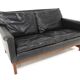 Scandinavian leather sofa 2 seater, Sweden, 1950