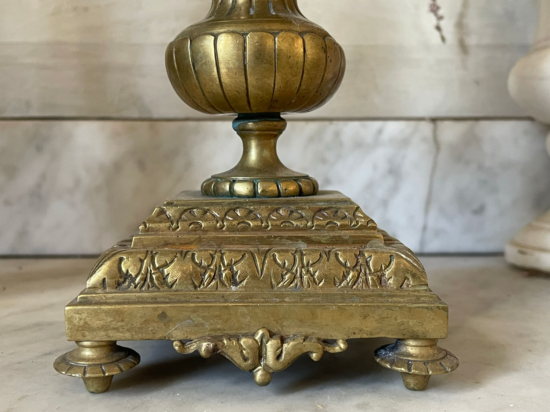 Pair of gilded bronze candlesticks in the Napoleon III style.