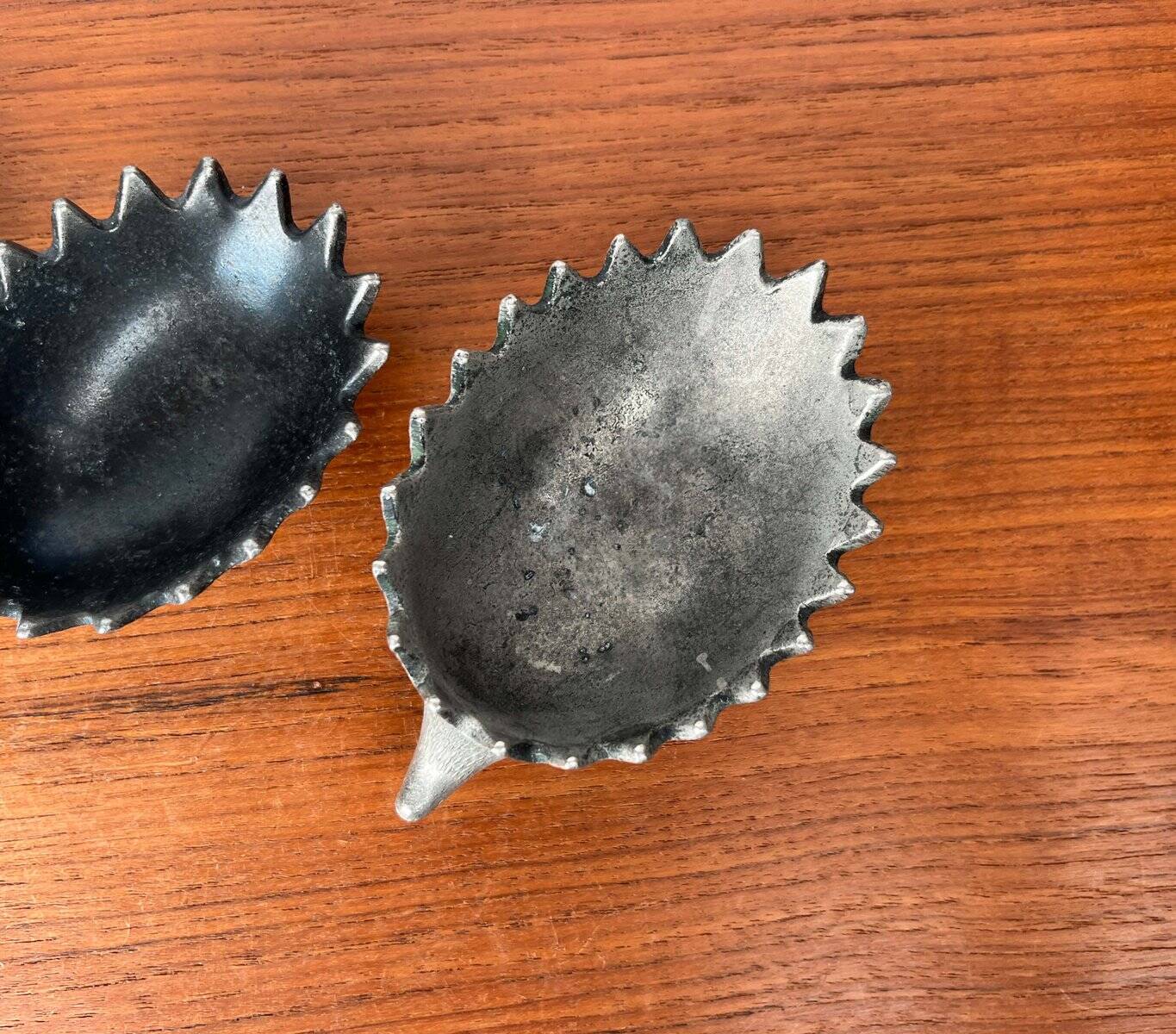 Stackable metal ashtray hedgehog mid-century USSR, 1960s, set of 6