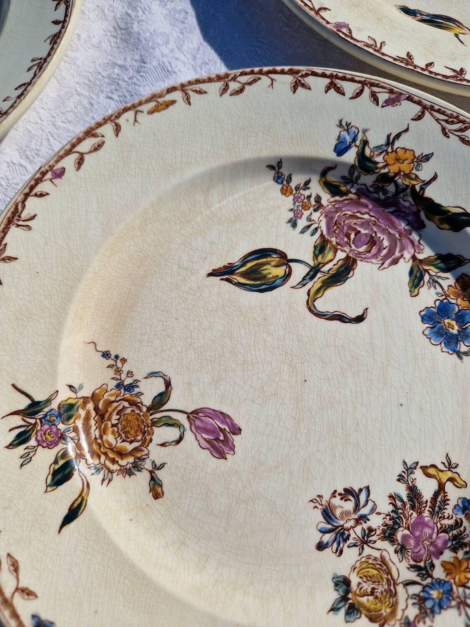 Clairefontaine earthenware plate and fruit bowl set, Saxe model