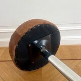 Mid-Century Stools, Chrome & Brown Leather Seat, 1970s, Set of 6