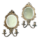 Pair of mirror sconces with bronze candlesticks from the 19th century.