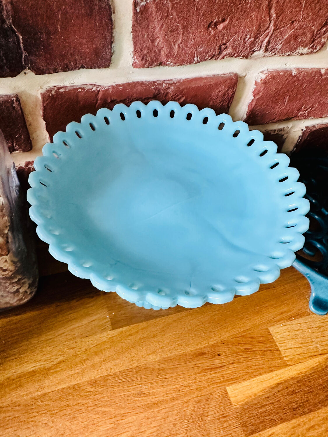 Vintage blue opaline fruit cup