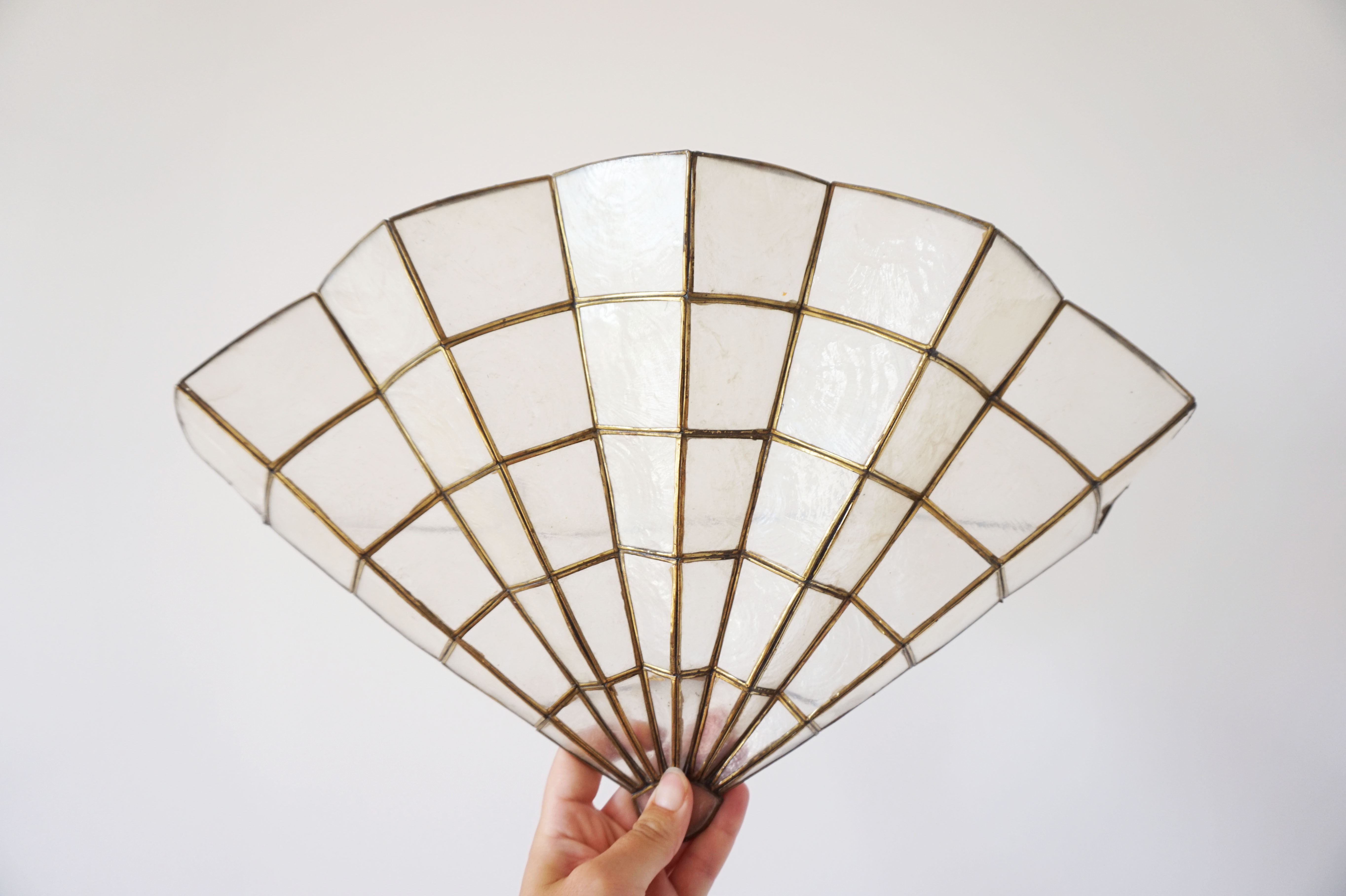 Pair of mother-of-pearl fan-shaped sconces