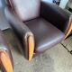 Pair of vintage brown leather club armchairs from the 70s