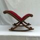 Wooden swing tabou/rest feet and dark red fabric dimension: H-38xL-54xPr-35cm-