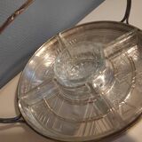 Silver metal servant with 5 carved glass raviers