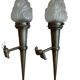 Antique pair of torchiere wall lights and lanterns