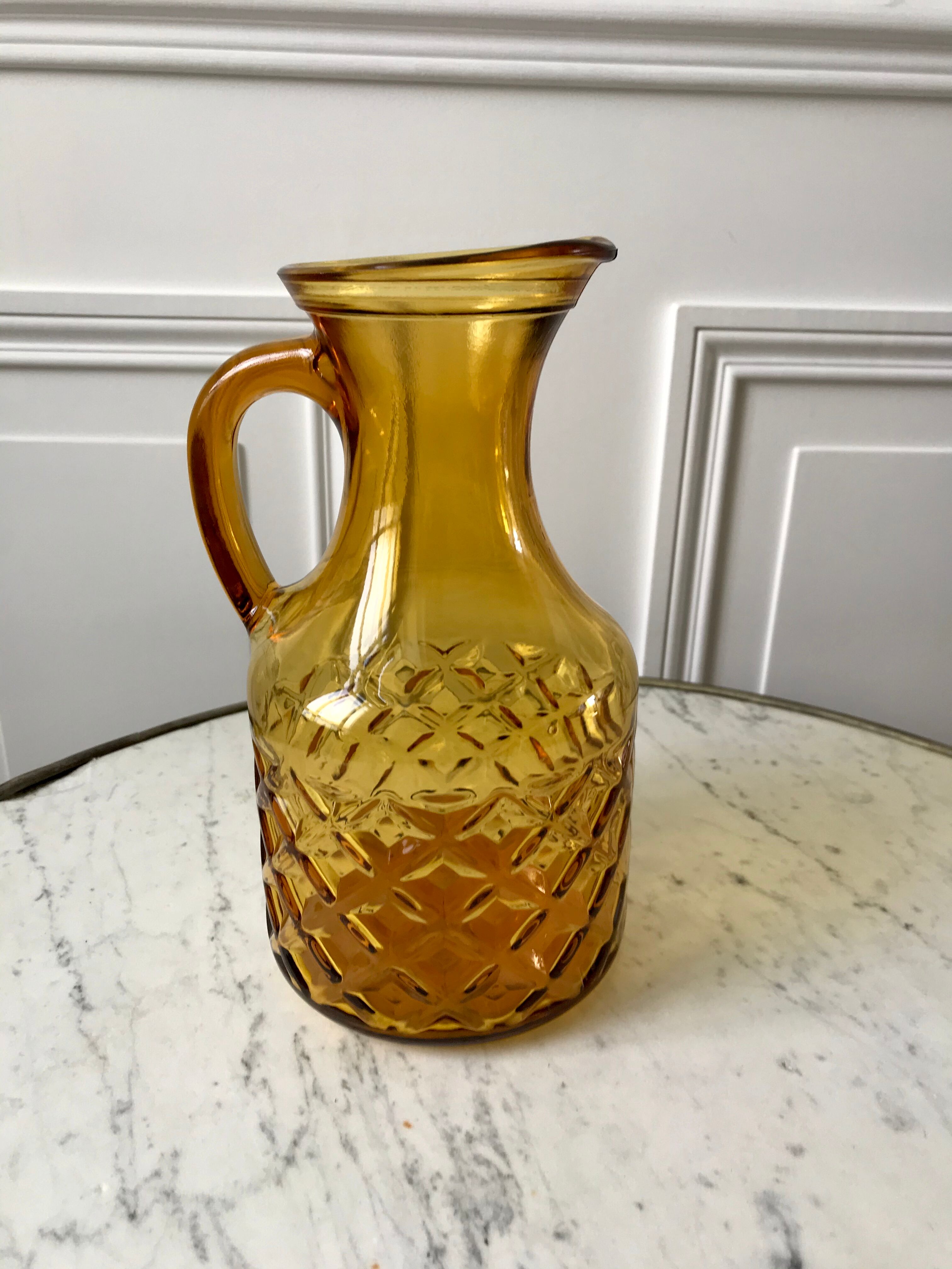 Amber glass decanter 70s
