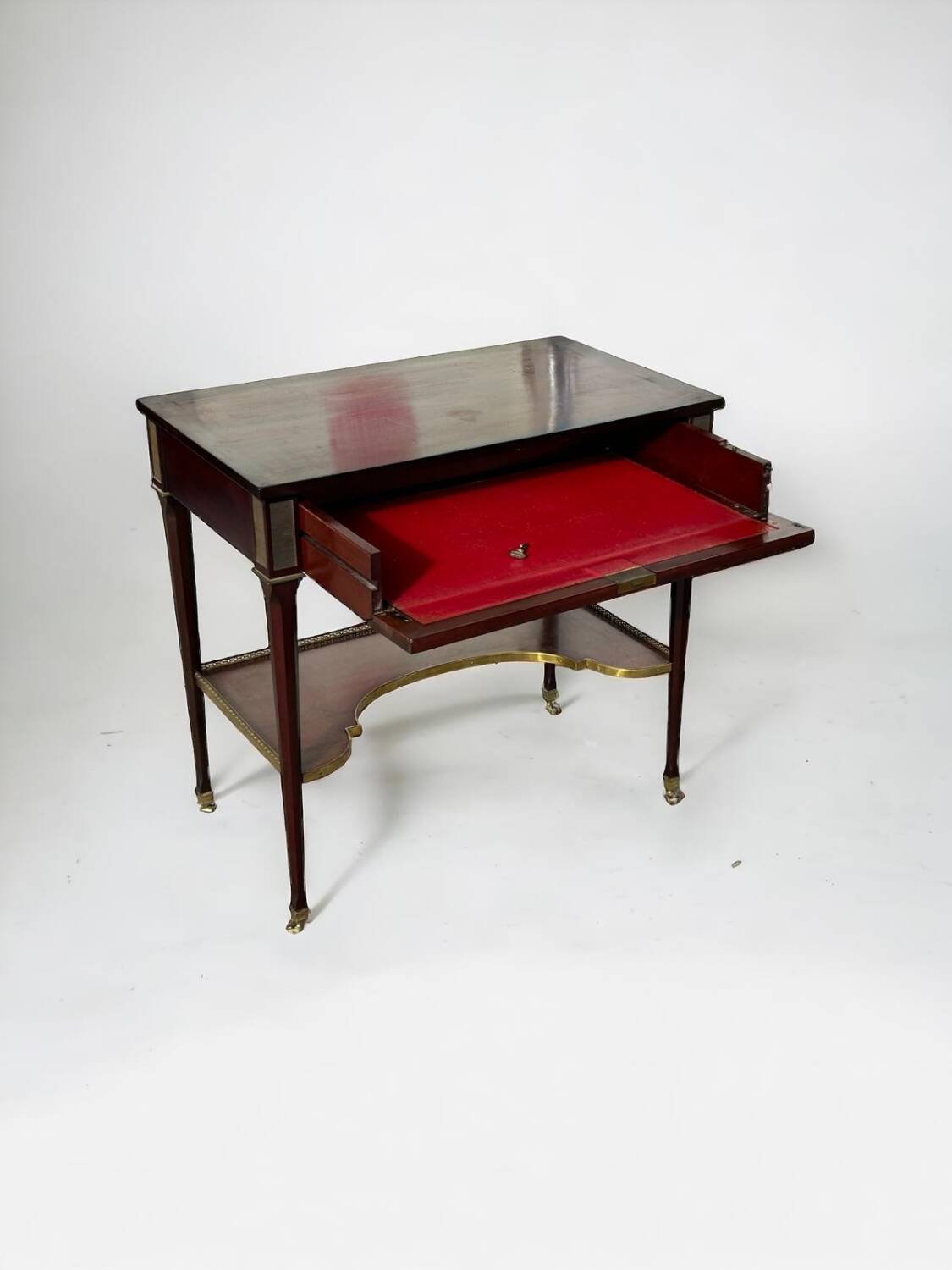 Console Table Writing Desk In Mahogany Louis XVI Style 20th Century Period