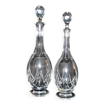 Saint-louis lot de 2 carafes anciennes lasalle en cristal taillé 1930