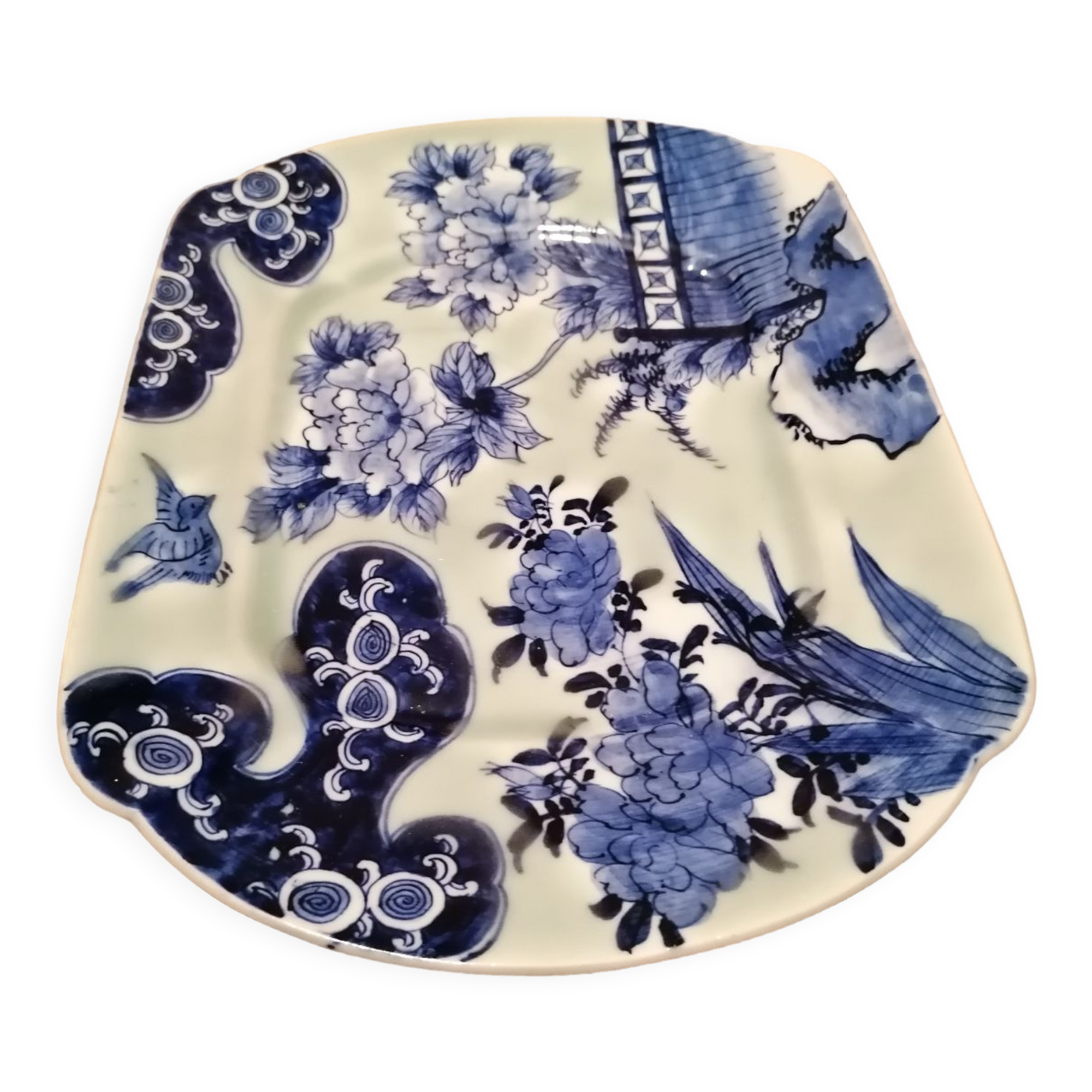 Rectangular dish 19th century Celadon green background Imari Japan