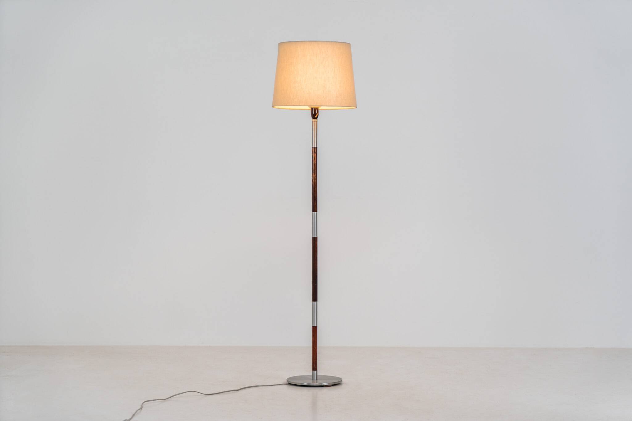 Rosewood & aluminium floor lamp