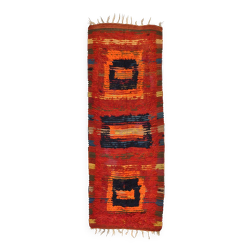 4x11 Red & Orange Handmade %100 Wool Moroccan Runner Rug, 128x346Cm