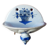 Old earthenware soap holder old Rouen hand-painted décor
