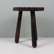 Rustic Spanish handcrafted stool in solid wood, 20th century