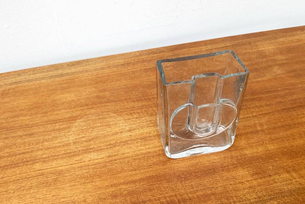 Postmodern glass block vase by Rosenthal, 1980s.