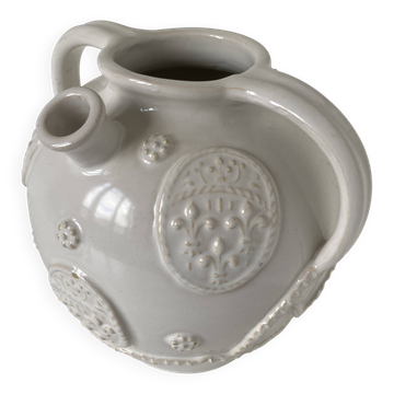 Malicorne (atelier Tessier), belle verseuse pouvant former vase en faïence